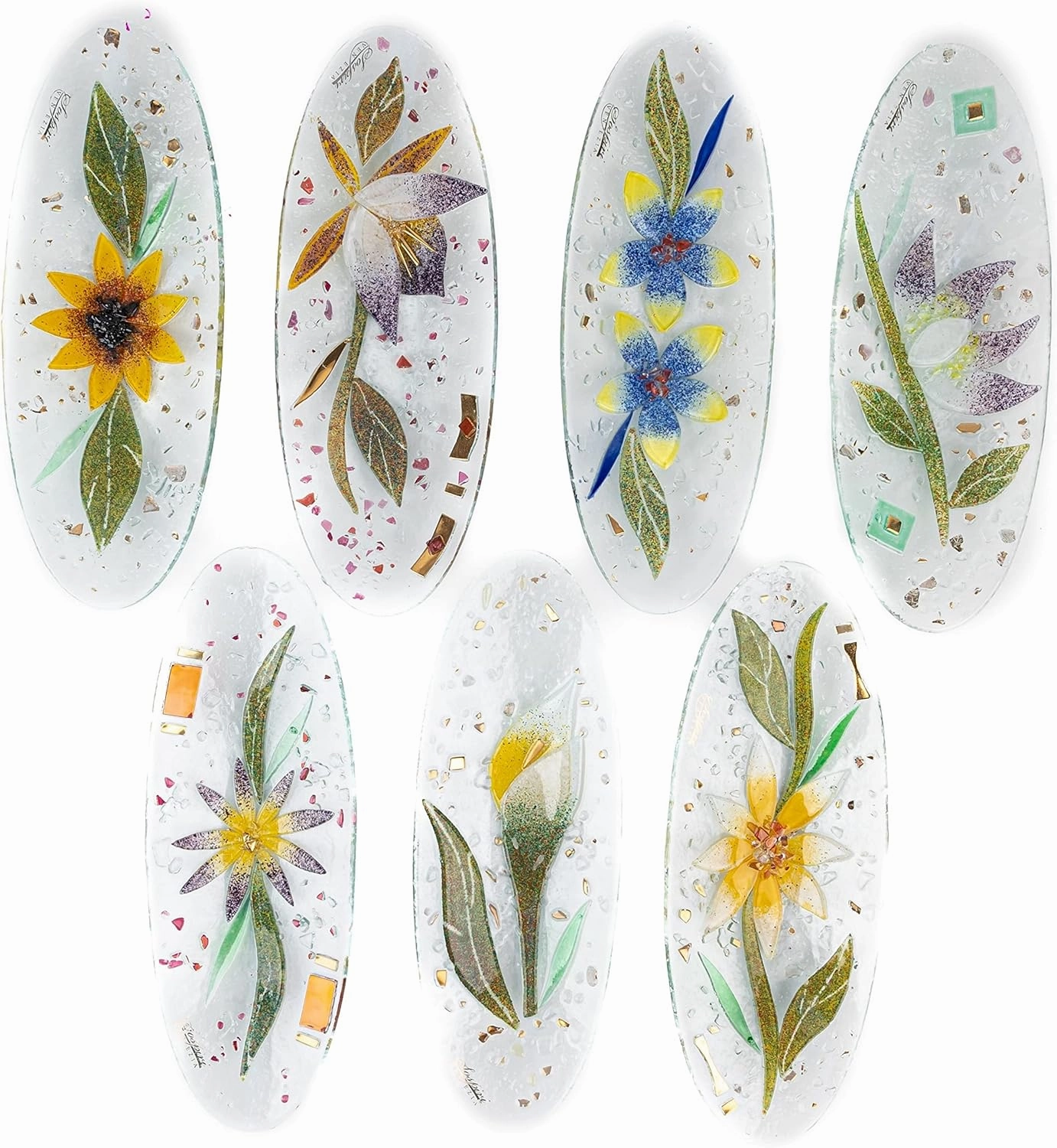 Sospiri Venezia Murano Glass Floral Decor Valet Tray Centerpiece Home Decor Gift Idea Handmade in Italy (11.02x4.33 inches Oval)