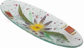 Sospiri Venezia Murano Glass Floral Decor Valet Tray Centerpiece Home Decor Gift Idea Handmade in Italy (11.02x4.33 inches Oval)
