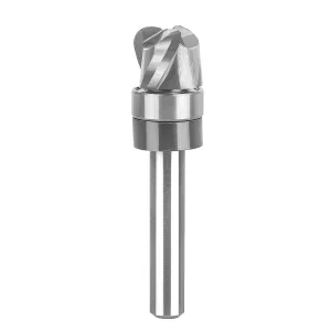 SpeTool Bowl and Tray Router Bit 1/4" Shank, 1/2" Dia 1/4" Radius 3/8" Height, 3-Flute Solid Carbide Pattern Flush Trim Router Bit, Round Nose for Wood Dish Bowl Carving