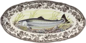 Spode Woodland Fish Platter with King Salmon Motif | 18.5" Fish Serving Platter | Large Oval Tray Made from Fine Porcelain | Microwave and Dishwasher Safe