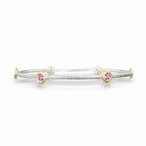 Sputnik Bangle in Sterling Silver with Pink Sapphires and Gold
