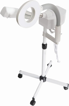 Steamer for Facial Professional Facial Steamer 2 in 1 Multifuncional 5X Magnifying Lamp LED Light Magnifier for Salon Spa Beauty Home, White
