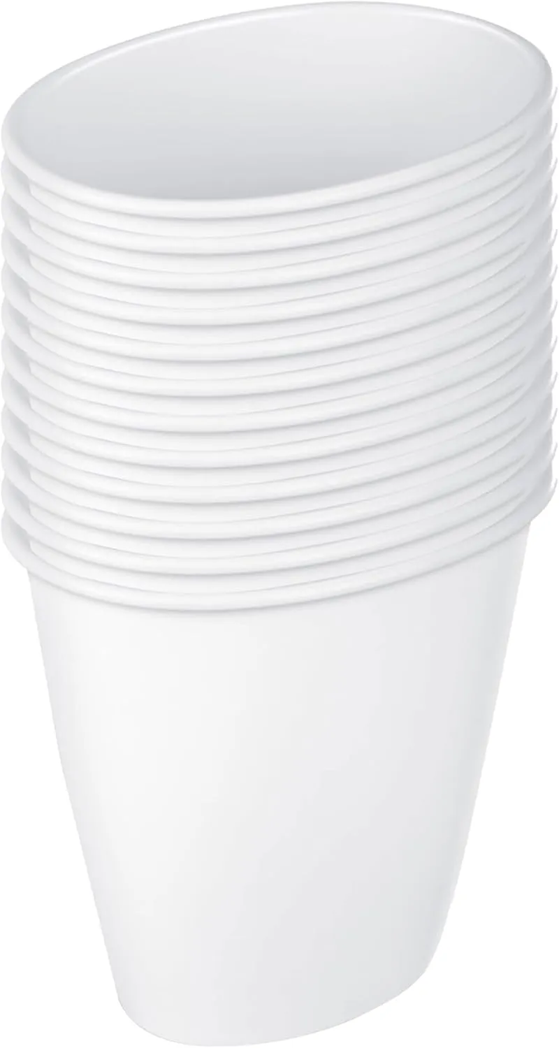 Sterilite 1.5 Gallon Oval Vanity Wastebasket, Small, Open Top Trash Can for the Bathroom, Bedroom, Dorm Room or Office, Plastic, White, 12-Pack