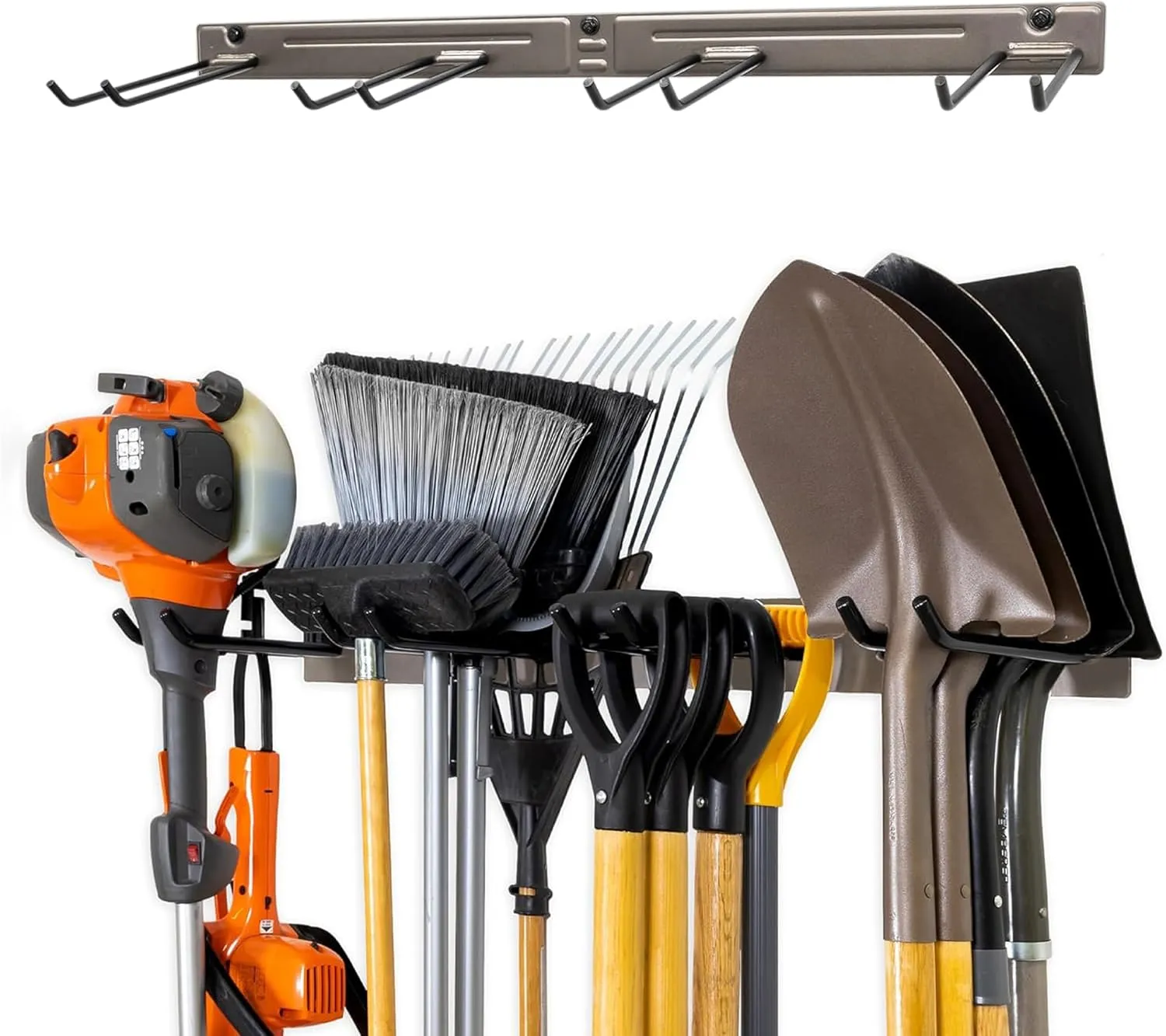StoreYourBoard Bedrock PRO Tool Organizer, Wall Mount Garage Storage Rack, Tool Storage for Shovels Rakes Brooms Hoses and More, Rubber-Coated Steel Holds 250 lbs, 36" X 9.5" X 2.5"
