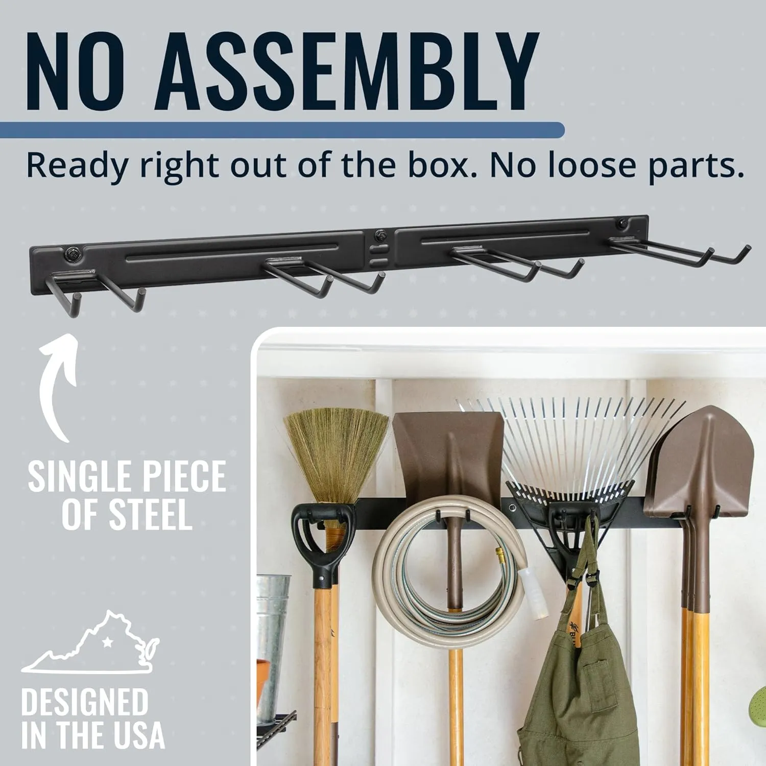 StoreYourBoard Bedrock Tool Garage Garden Tool Organizer Wall Mount, Garage Organization and Storage, Shovel & Rake Hangers Yard Tool Rack, Industrial Steel Holds 250 Pounds