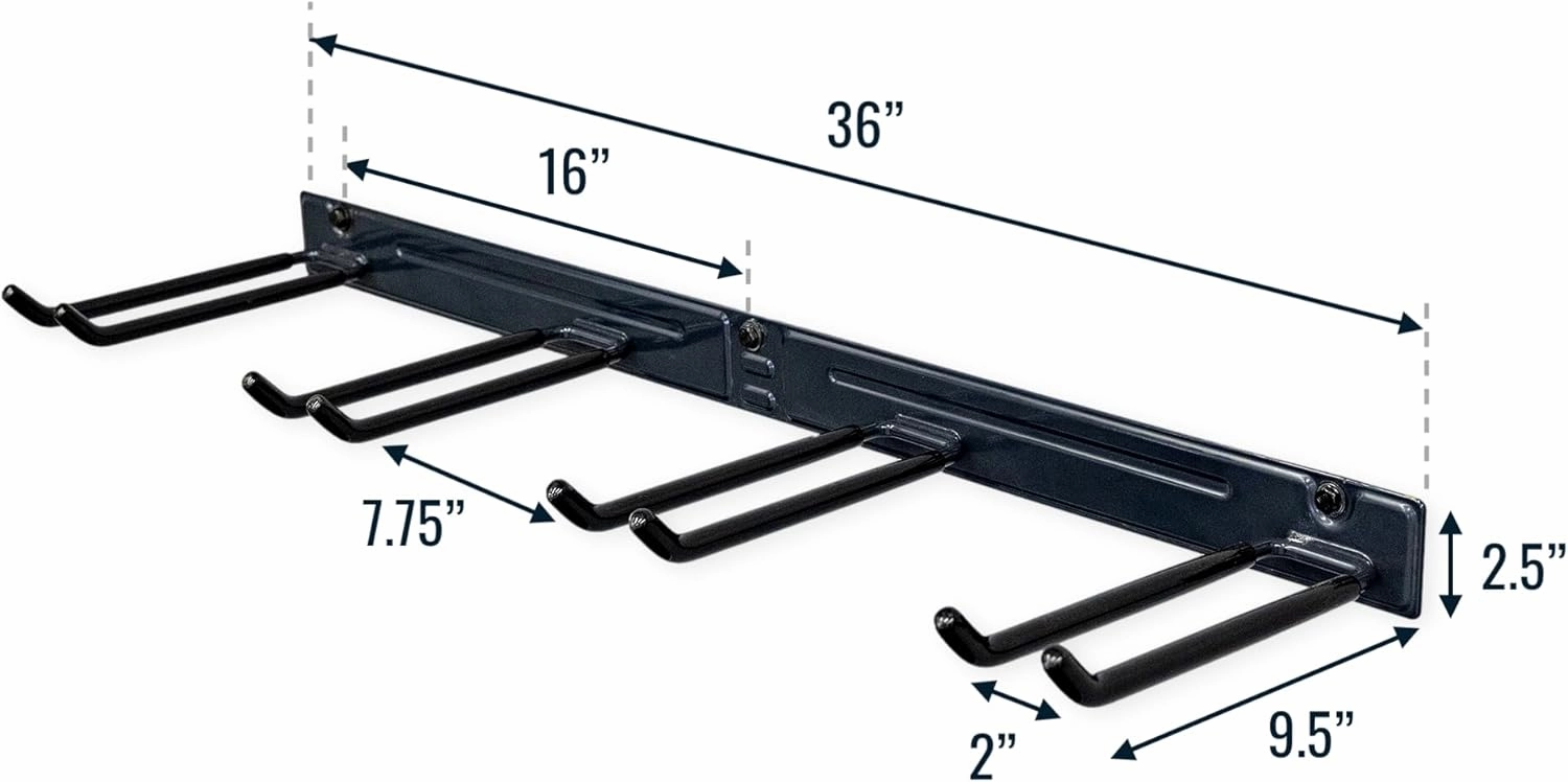 StoreYourBoard Bedrock PRO Tool Organizer, Wall Mount Garage Storage Rack, Tool Storage for Shovels Rakes Brooms Hoses and More, Rubber-Coated Steel Holds 250 lbs, 36" X 9.5" X 2.5"