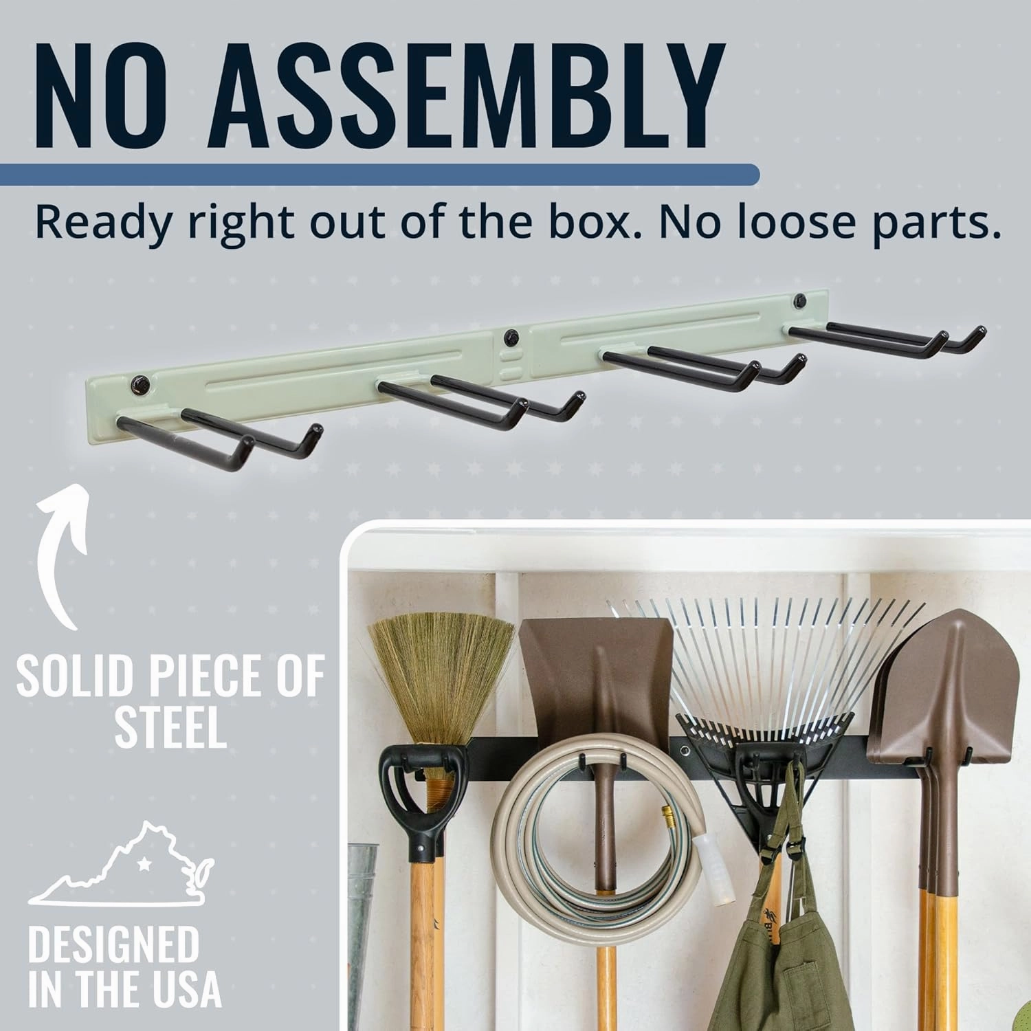 StoreYourBoard Heavy-Duty Tool Organizer, Wall Mount Garage Storage Rack, Yard Tool Storage, Shovels Rakes, Ladder, Chairs, Weather-Resistant, Holds 250 lbs, 36" X 9.5" X 2.5"