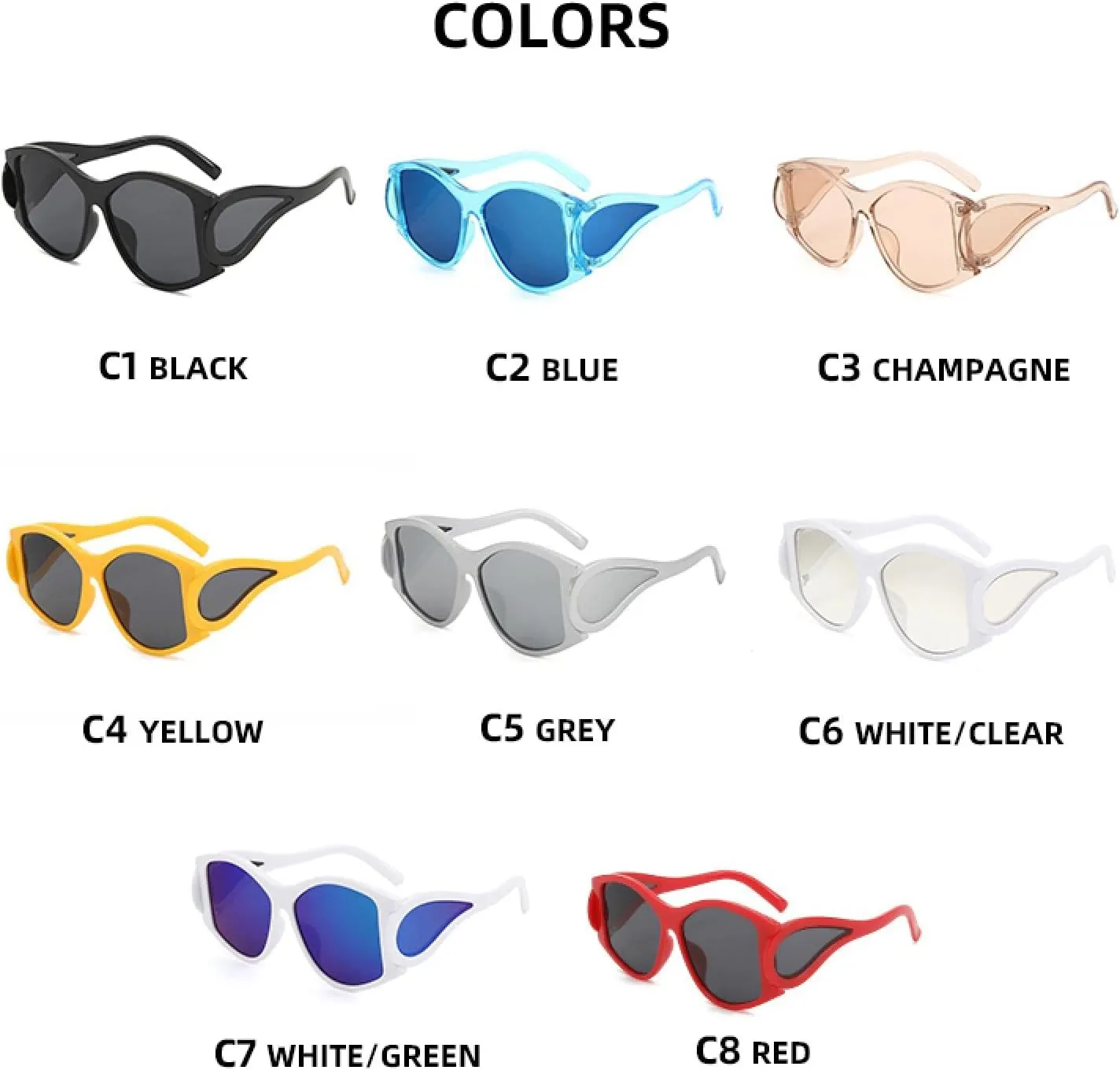 Style Oval Large-frame Sunglasses. Punk Style Multi-lens High-end Fashionable Sunglasses for Women.