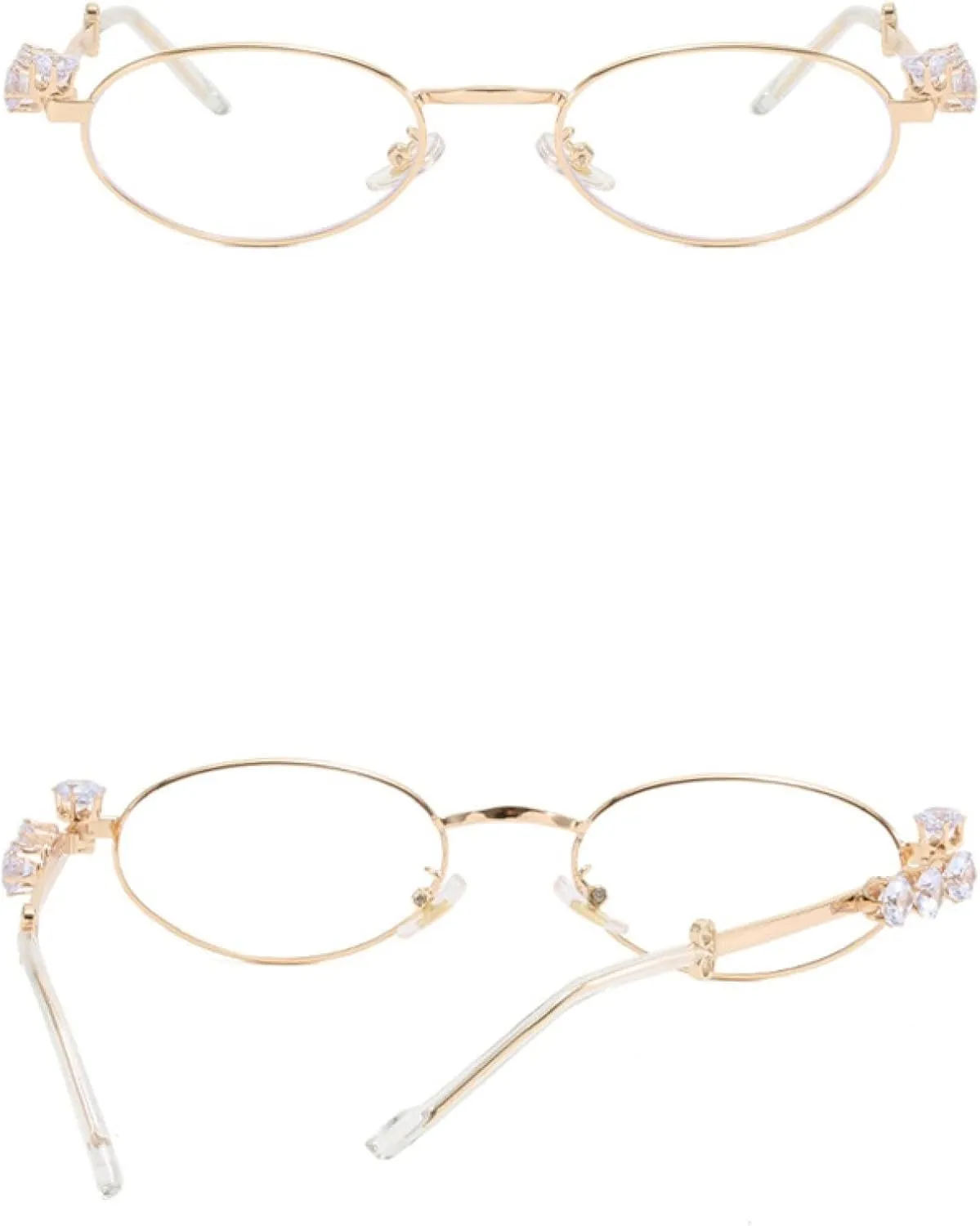 Stylish Rhinestones Diamond Glasses Frame for Women Luxury Oval Small Frame Eyeglasses