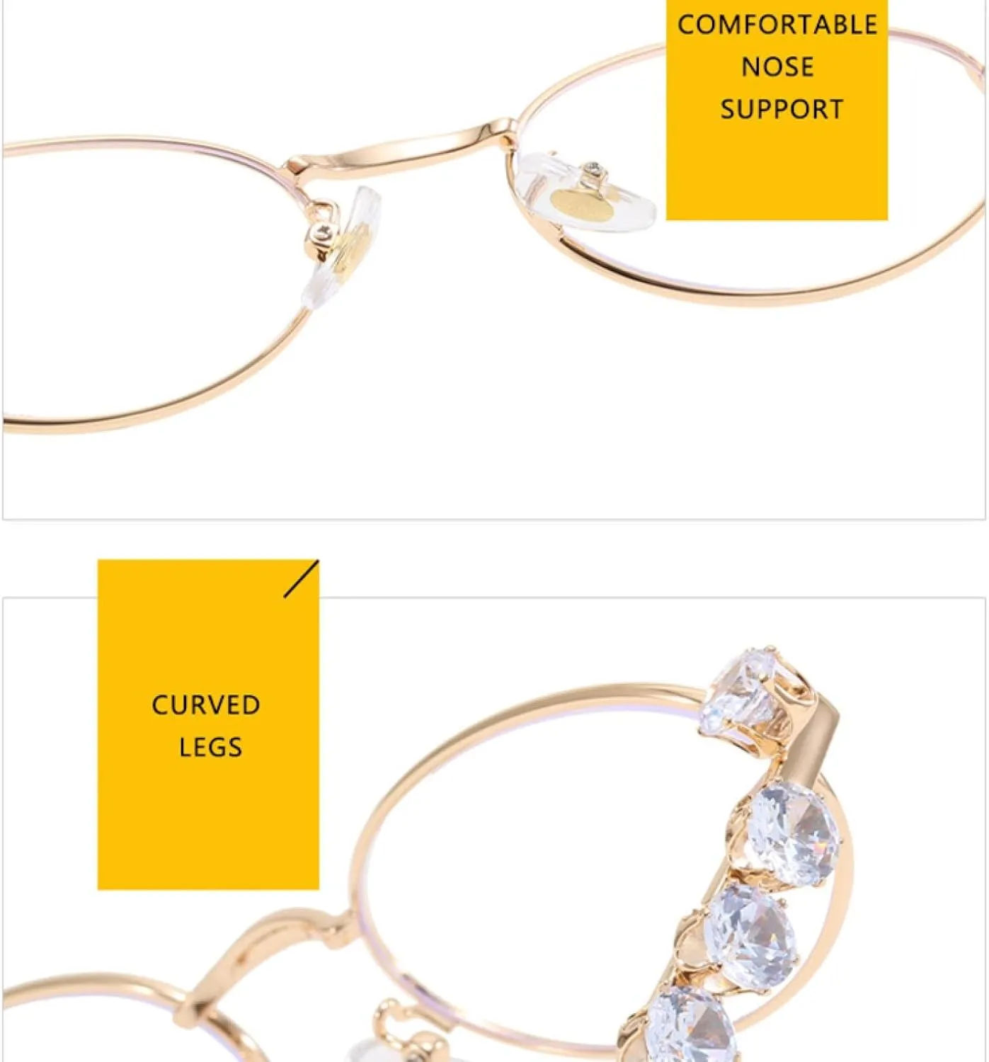 Stylish Rhinestones Diamond Glasses Frame for Women Luxury Oval Small Frame Eyeglasses