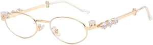 Stylish Rhinestones Diamond Glasses Frame for Women Luxury Oval Small Frame Eyeglasses