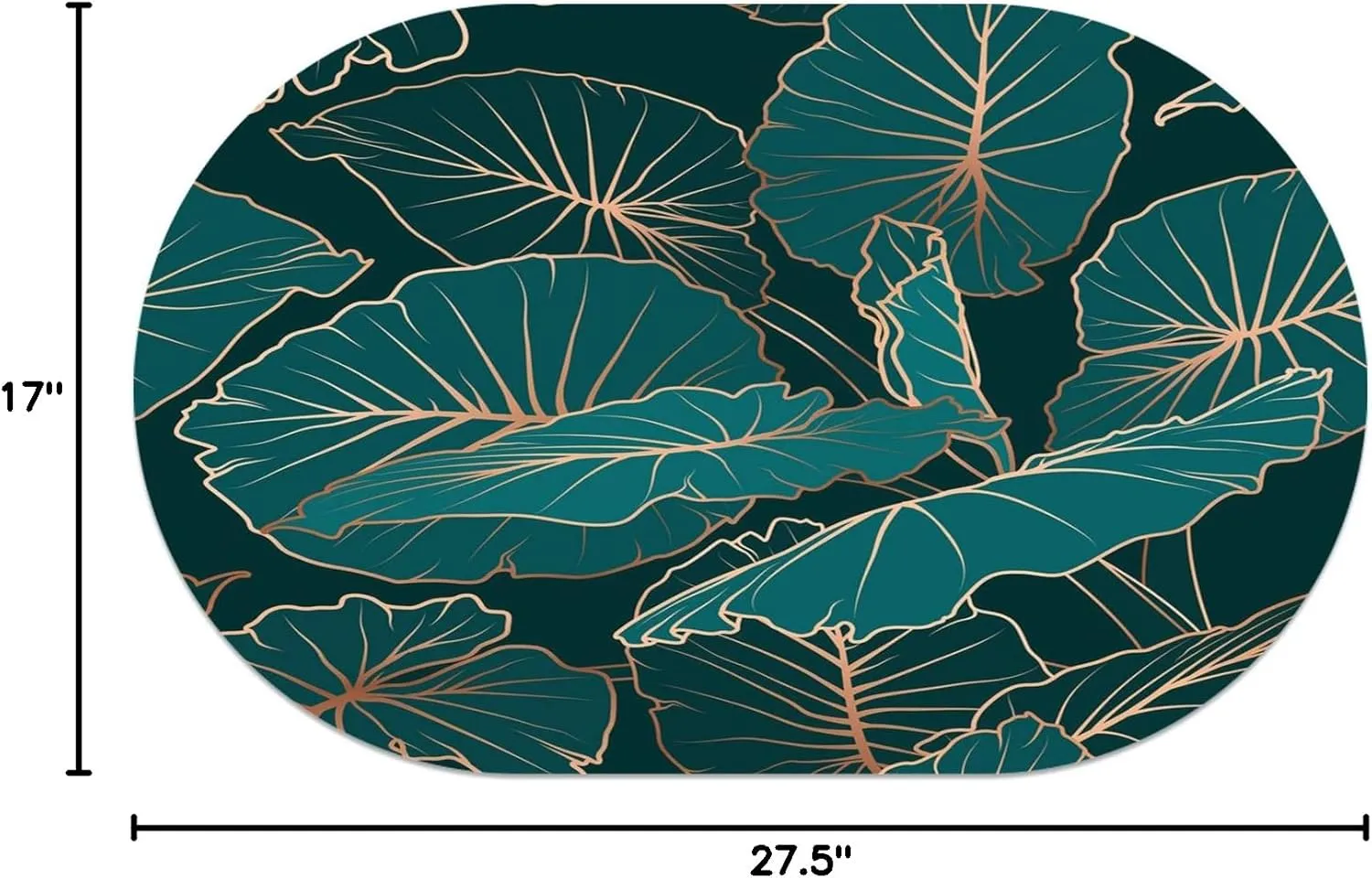 Super Absorbent Diatomaceous Earth Stone Bath Mat,Alocasia-Large-Green-Leaves Quick-Drying Bathroom Carpets,Non Slip Bathtub Floor Mat，Easy to Clean, Simple Kitchen Doormat(Oval 43×70cm)
