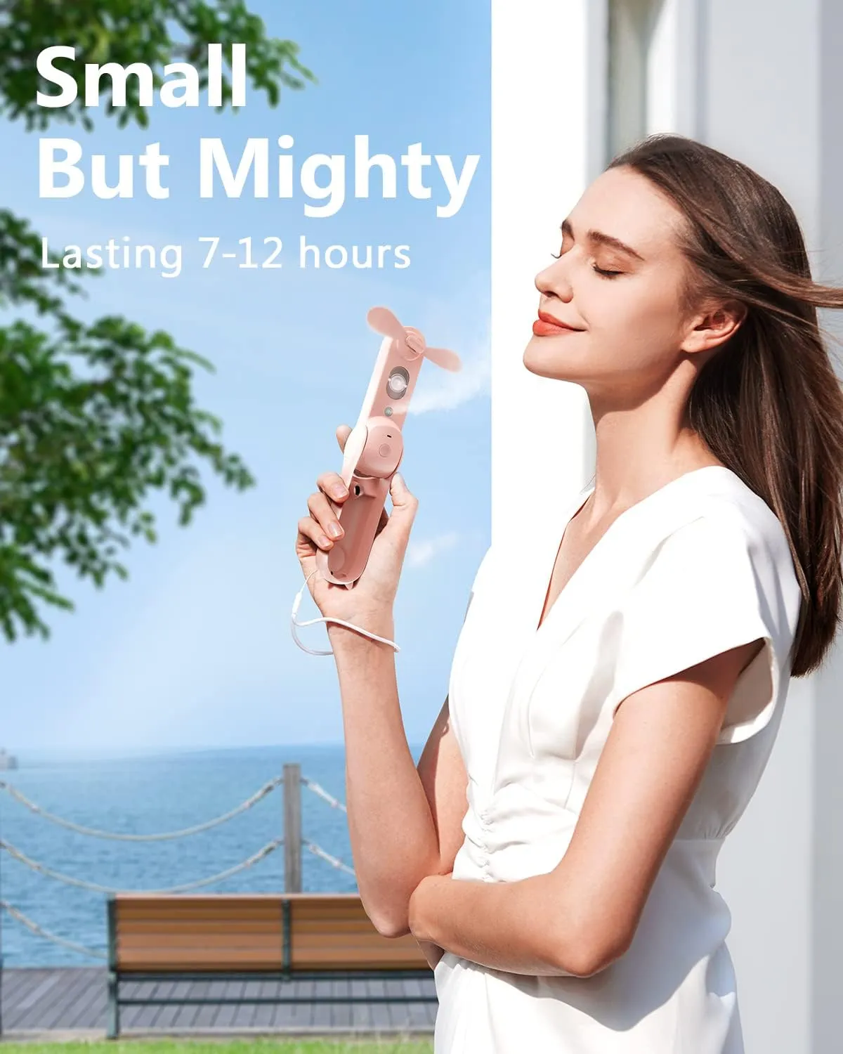 SWEETFULL Misting Fan Portable, Handheld Personal Mister Fans, Small Fan Rechargeable, Mini Spray Water Mist, Kids Women Portable Fans For Travel, Outdoors, Hiking, Camping Home Office (Pink)