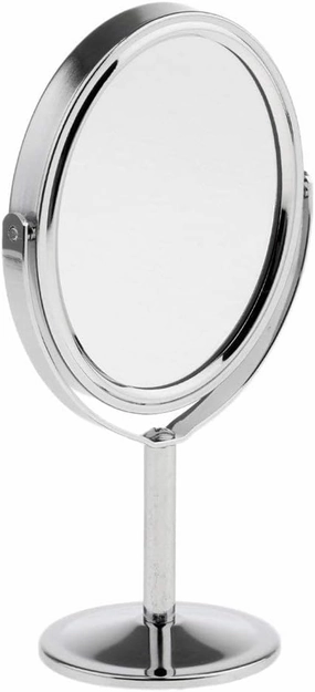Table Mirror Magnification Tabletop Vanity Stand Oval Mirror Two-Side Makeup Dual Side Mirror Table Desktop Makeup Mirrors (Color : Silver)