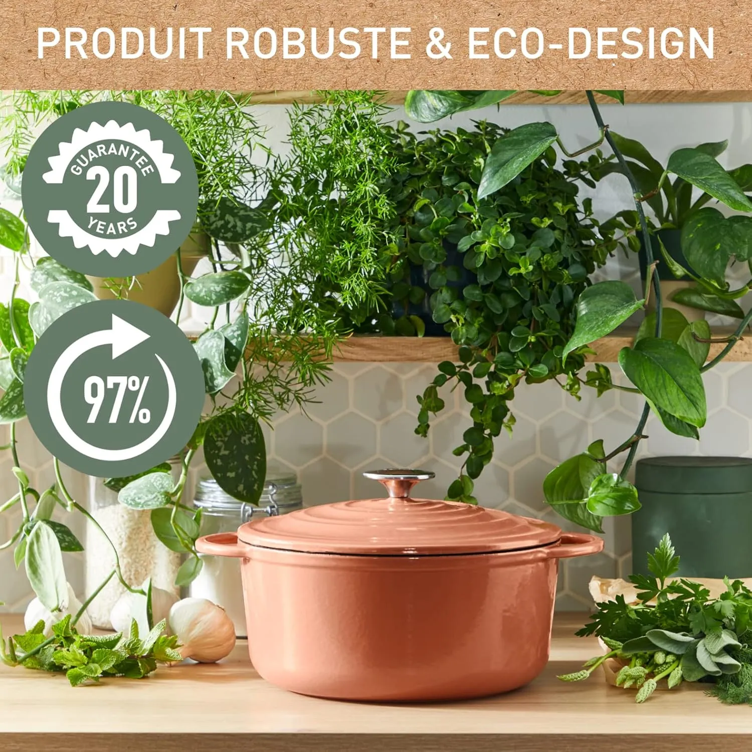 Tefal E26006 LOV Oval Roasting Dish 34 cm | Recovered Cast Iron | Optimal Heat Retention | Suitable for All Hobs | Suitable for Induction Cookers | Oven Safe up to 250 °C | Dishwasher Safe |