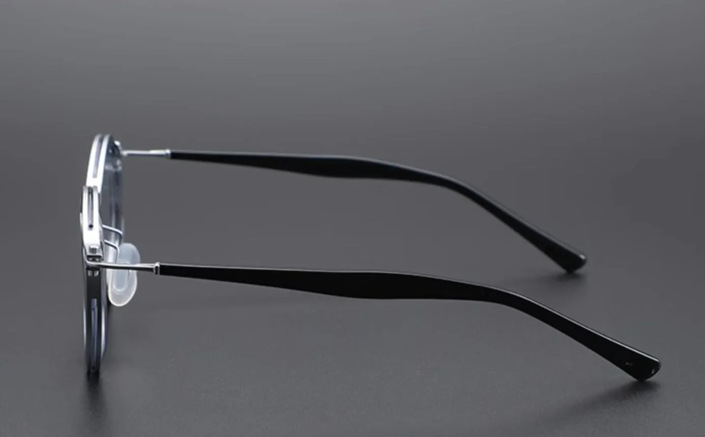 Tel Retro Oval Small Prescription Glasses Frame Man，Metal Acetate Eyeglasses 47-26-150mm