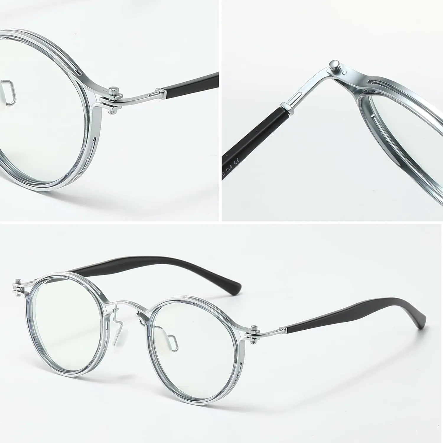 Tel Retro Oval Small Prescription Glasses Frame Man，Metal Acetate Eyeglasses 47-26-150mm