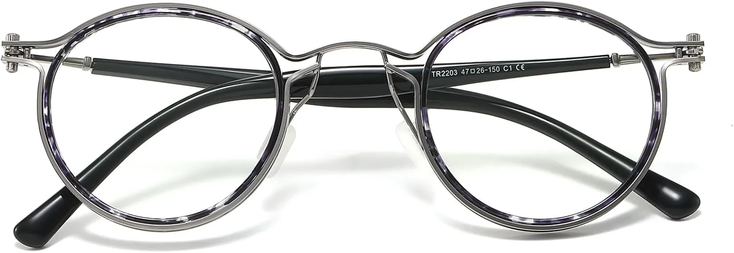 Tel Retro Oval Small Prescription Glasses Frame Man，Metal Acetate Eyeglasses 47-26-150mm