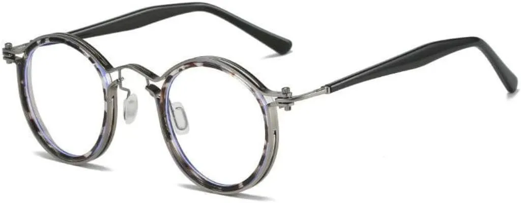 Tel Retro Oval Small Prescription Glasses Frame Man，Metal Acetate Eyeglasses 47-26-150mm