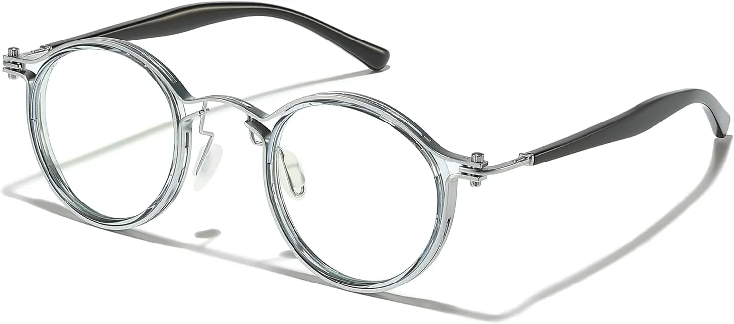 Tel Retro Oval Small Prescription Glasses Frame Man，Metal Acetate Eyeglasses 47-26-150mm