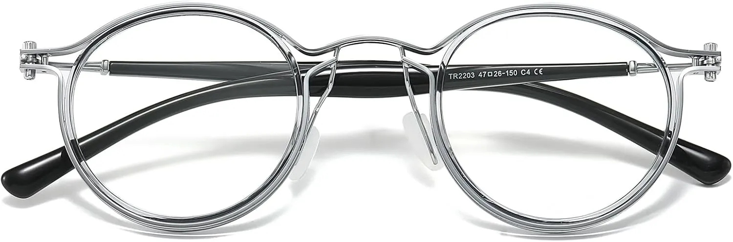 Tel Retro Oval Small Prescription Glasses Frame Man，Metal Acetate Eyeglasses 47-26-150mm