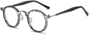 Tel Retro Oval Small Prescription Glasses Frame Man，Metal Acetate Eyeglasses 47-26-150mm