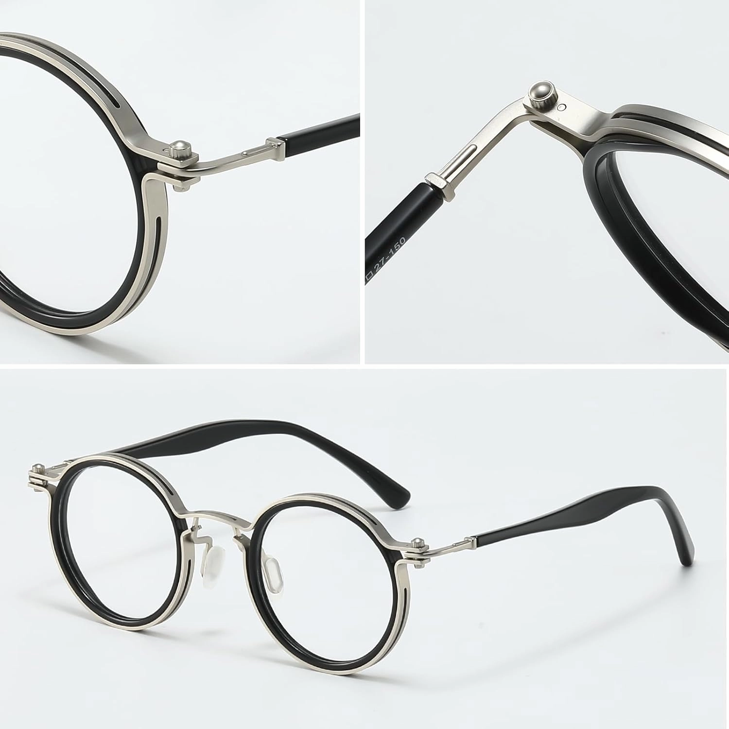 Tel Retro Oval Small Prescription Glasses Frame Man，Metal Acetate Eyeglasses 47-26-150mm