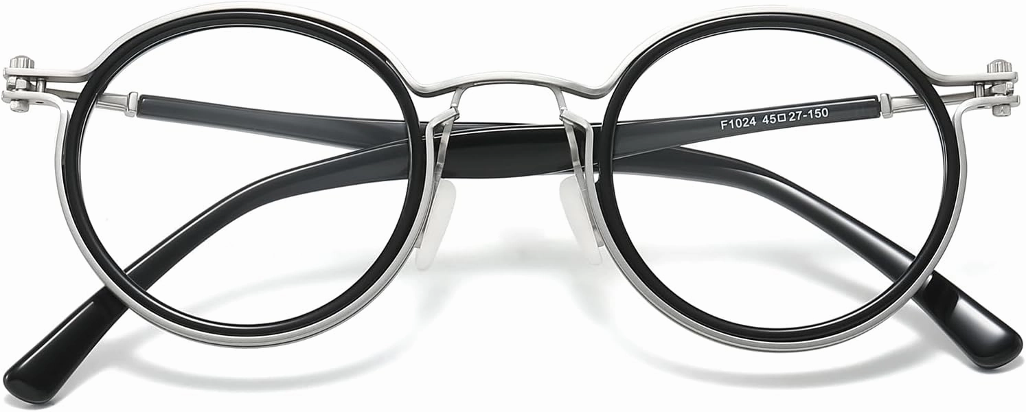 Tel Retro Oval Small Prescription Glasses Frame Man，Metal Acetate Eyeglasses 47-26-150mm