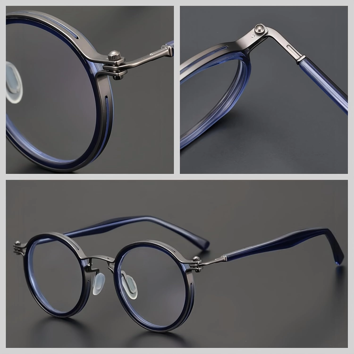 Tel Retro Oval Small Prescription Glasses Frame Man，Metal Acetate Eyeglasses 47-26-150mm