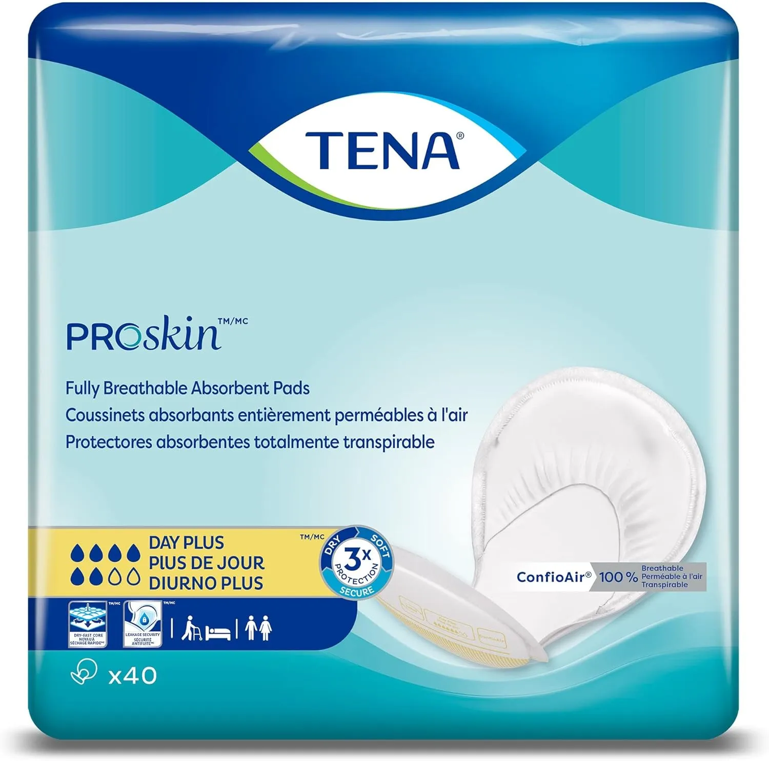 TENA ProSkin Day Plus Unisex Incontinence Liner 2-Piece 24" L 62618, 40 Ct