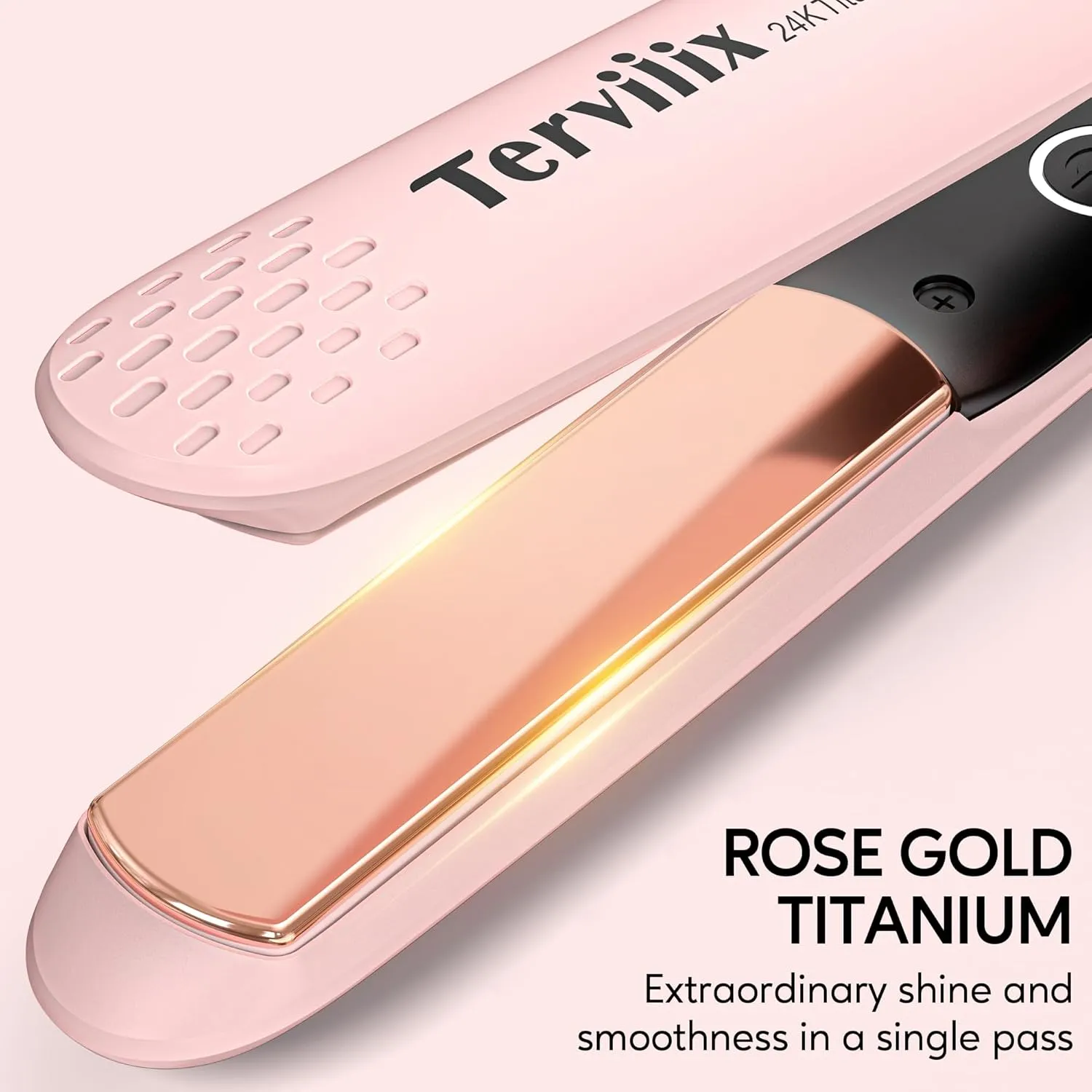 Terviiix Titanium Salon Professional Hair Straightener and Curler 2 in 1, ARC Non-Snagging Straightening Iron for One Swipe, 15s Ultra Fast Heating, 100-240V Dual Voltage, Auto Off, 1 inch Pink
