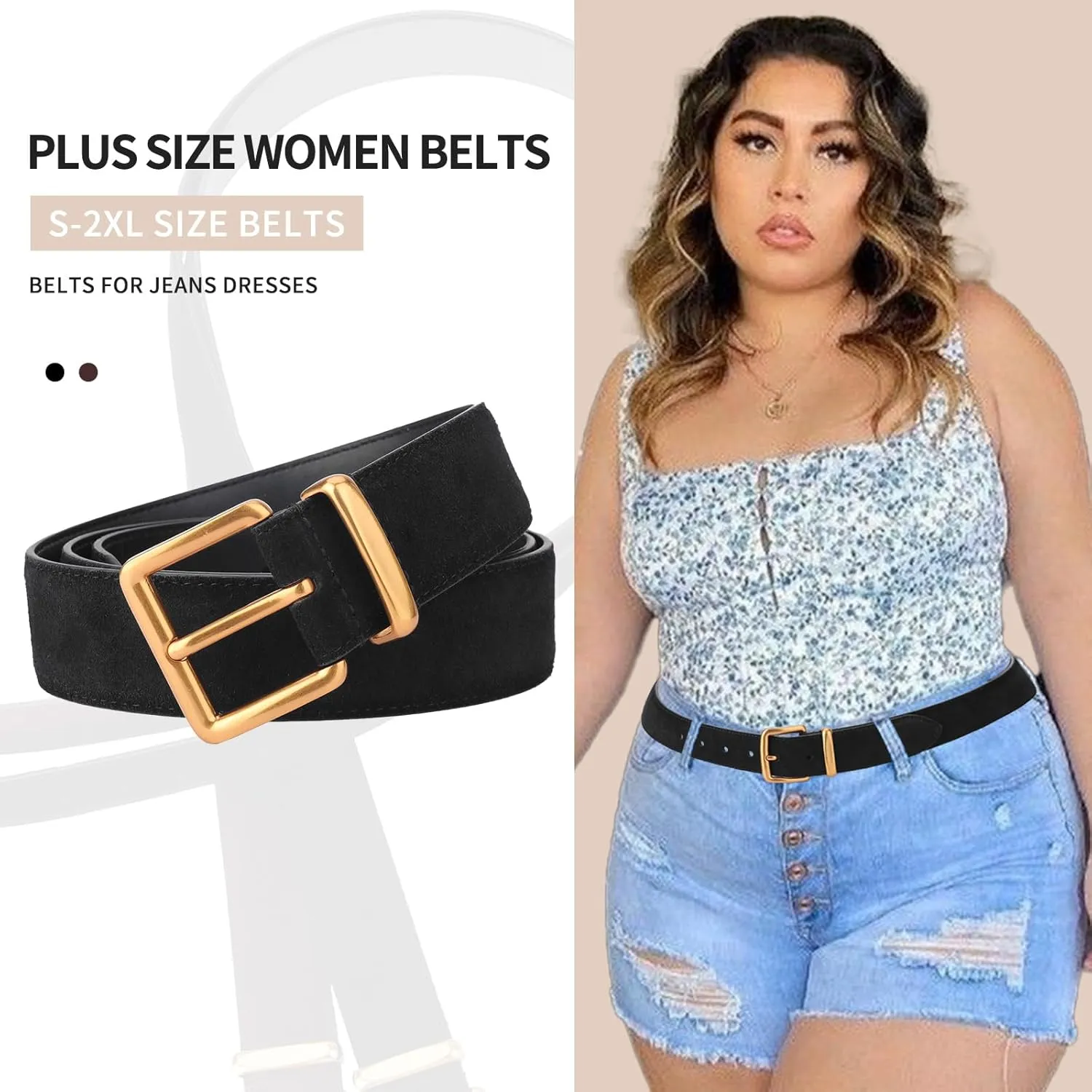 TINIDI Women Genuine Leather Belt for Jeans Pants Dress Fashion Ladies Waist Belt with Gold Buckle