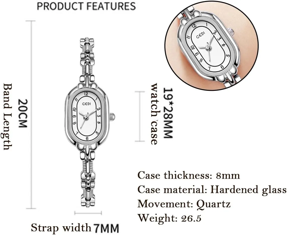 TOOCAT Women's Oval Quartz Watch, Vintage Luxury, Simple Bracelet Small Gold Watches, 30 Meter Water Resistant Stainless Steel Strap