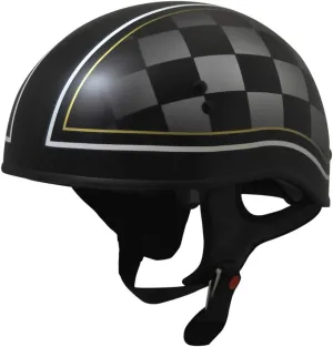 TORC T55 Spec-Op Motorcycle Half Helmet with Graphic and Drop-Down Sun Visor (Checker, Small), Flat Black Checker (T5515CK22)