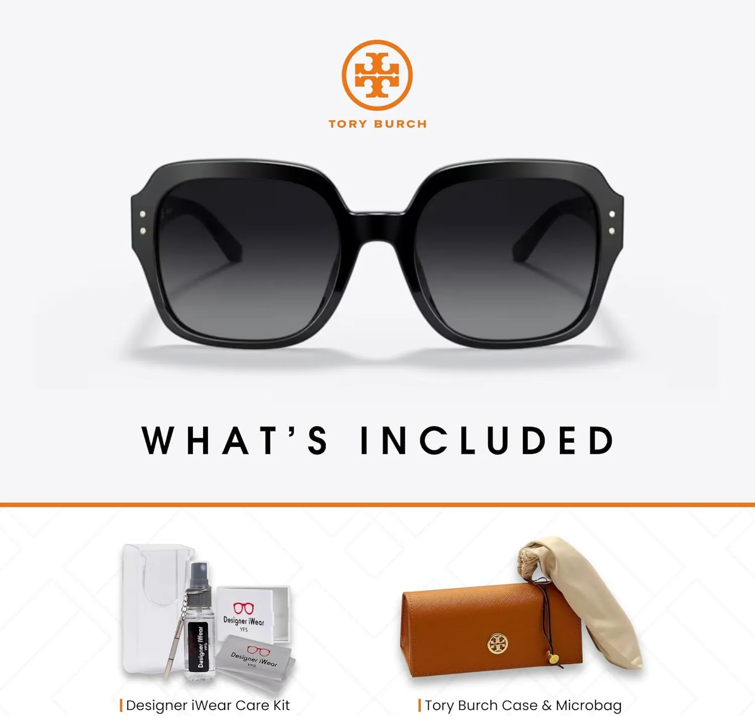 Tory Burch TY7143U Extra Large Square Sunglasses for Women   BUNDLE with Designer iWear Eyewear Care Kit