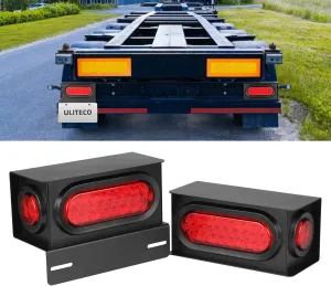 Trailer Light Boxes,6 inch Oval Tail Lights(24 LED) & 2 inch Side Marker Clearance Lighs(9 LED), Boat Trailer Lights Kit with Brake, Tail, Turning Signal Light, Includes Grommets Wire Connectors 2PCS
