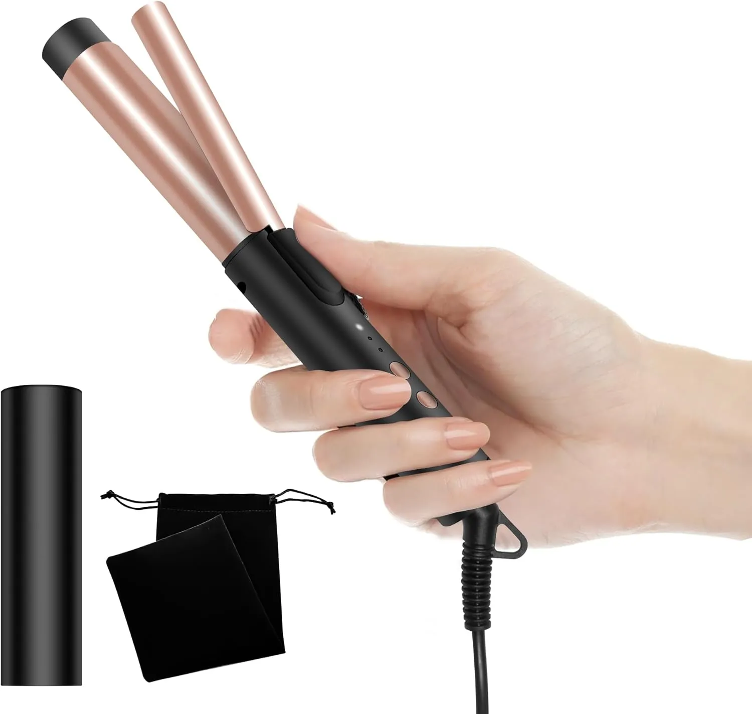 Travel Curling Iron, 1 Inch Mini Curling Iron for Short Hair, Portable Travel Size 392°F 3 Heating Settings, Ceramic Mini Hair Curler, 110V-240V Curler Wand, Stroage Bag,Protect Cover