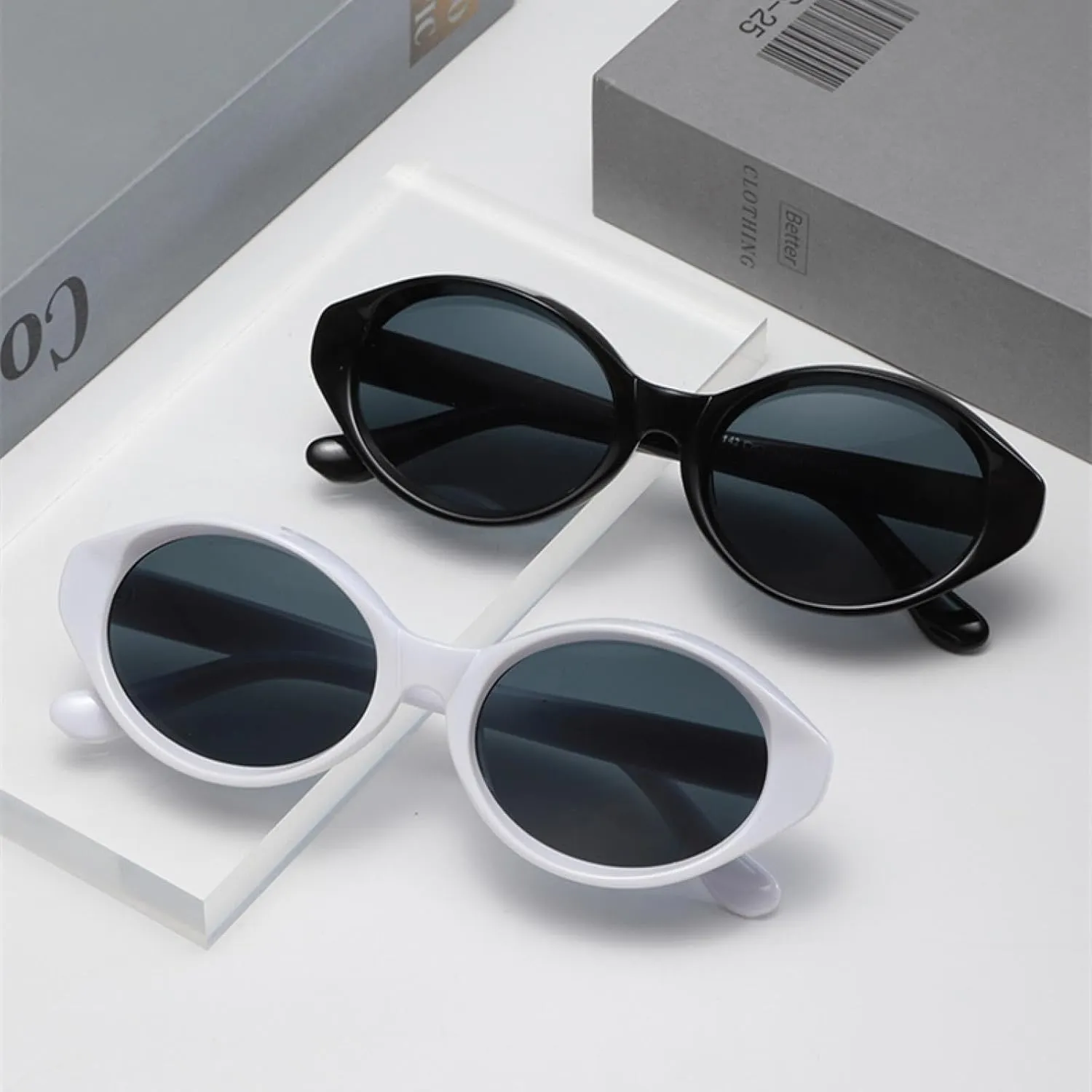 Trendy Oval Small Frame Cat Eye Sunglasses Men and Women Small Faces To Look Slim Sunglasses