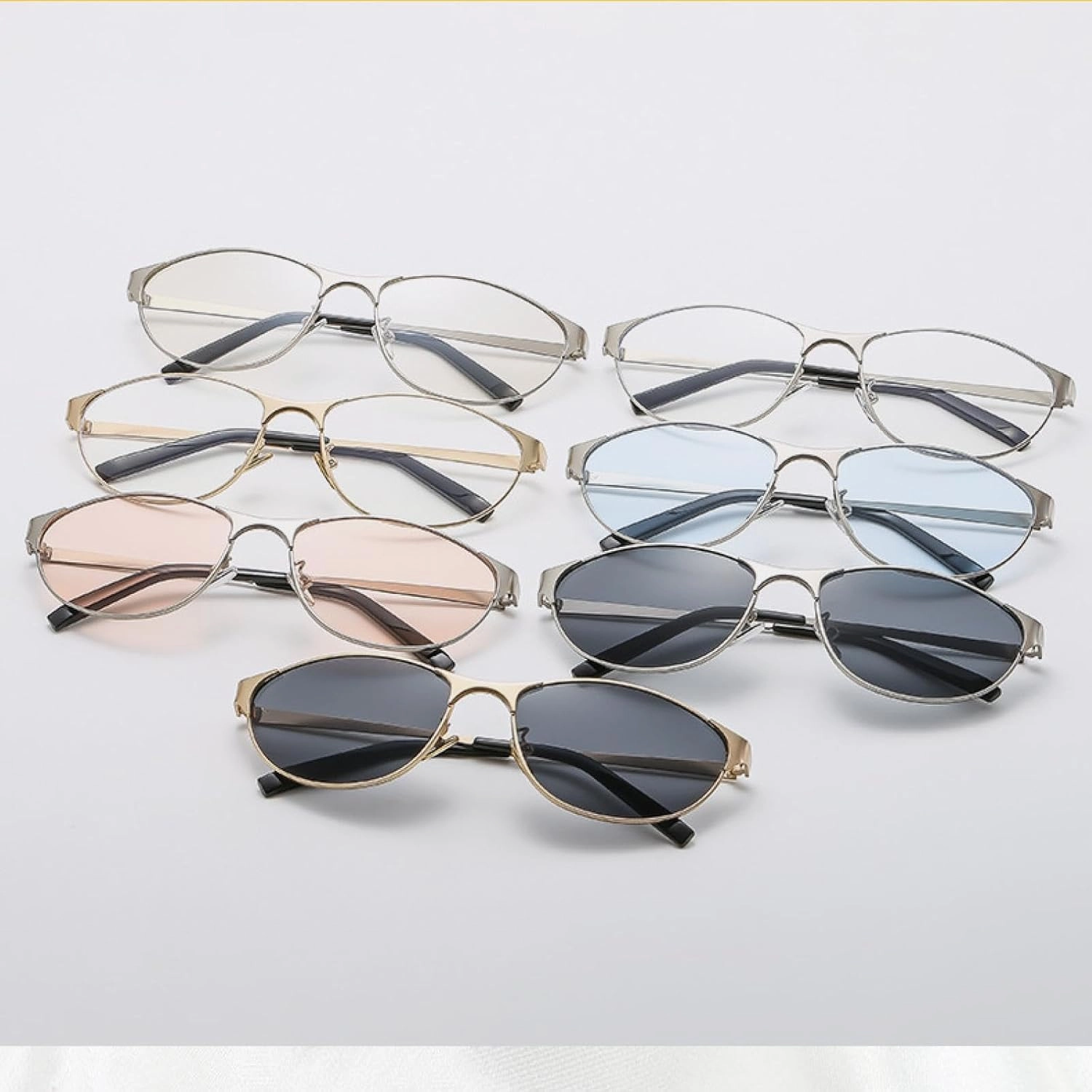 Trendy Small Frame Cat Eye Sunglasses Men Women Luxury Metal Eyewear Male Classic Casual Uv400