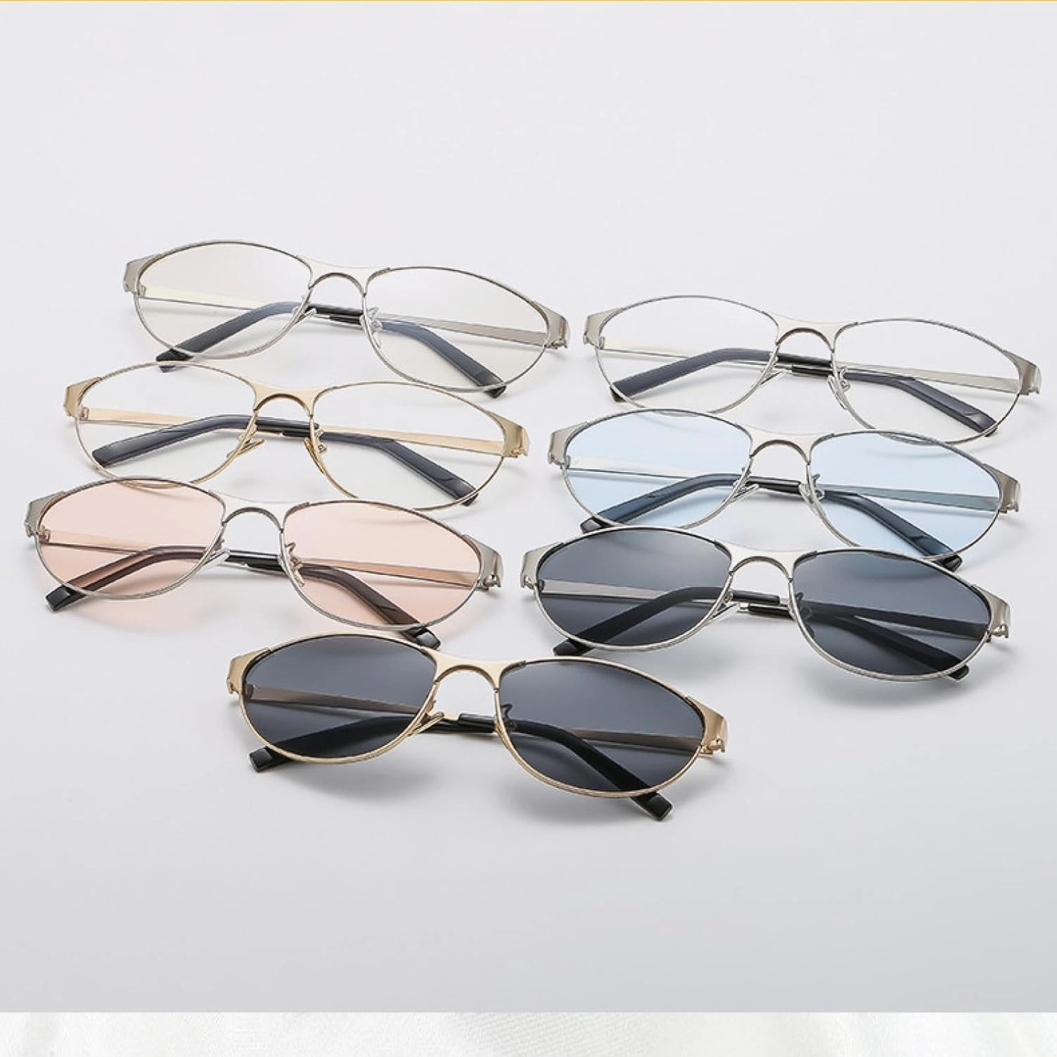 Trendy Small Frame Cat Eye Sunglasses Men Women Luxury Metal Eyewear Male Classic Casual Uv400