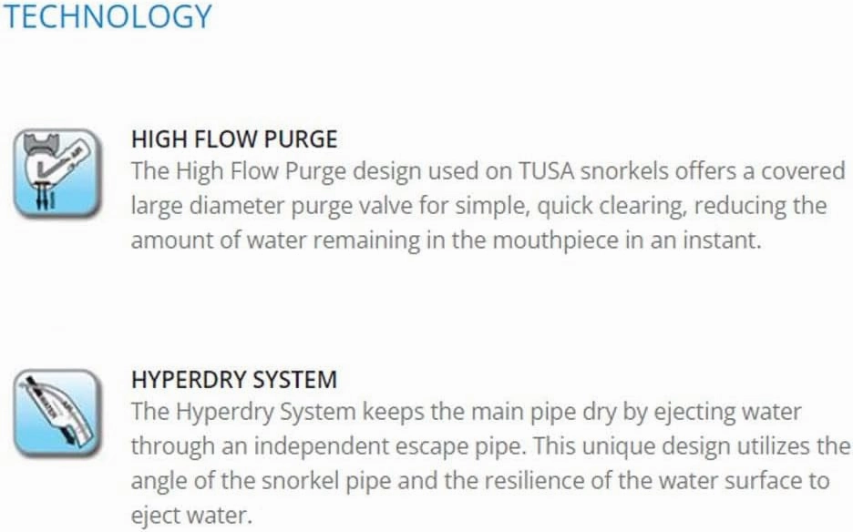 TUSA SP-580 Imprex II Hyperdry Scuba Diving Snorkel