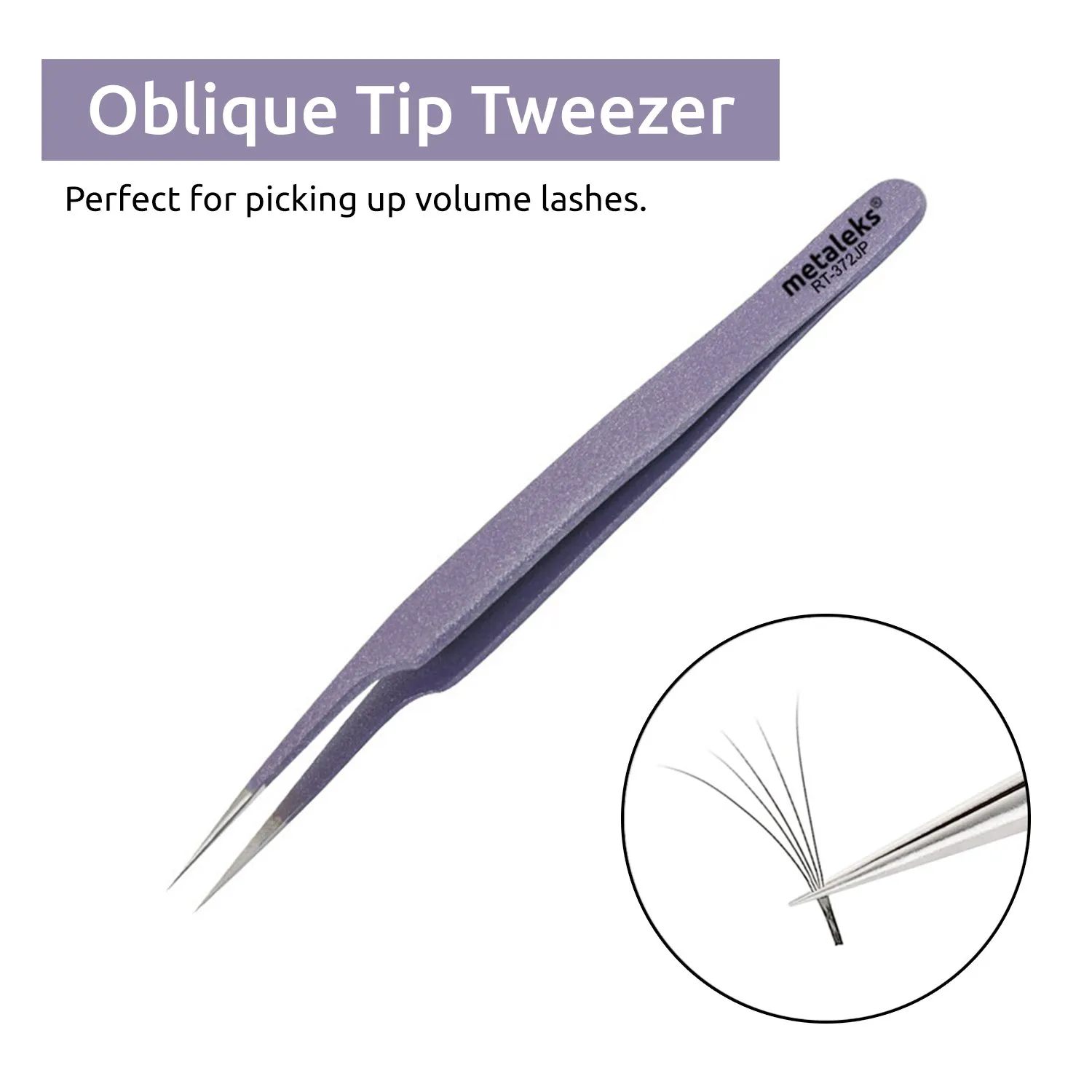 Tweezers for Eyelash Extension - Straight and Curved Pointed Tweezers - Professional Stainless Steel Precision Tweezers set - 2 Pcs - With Pouch In Purple Powder Coating