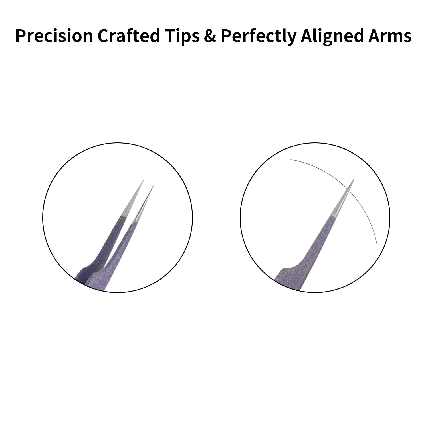 Tweezers for Eyelash Extension - Straight and Curved Pointed Tweezers - Professional Stainless Steel Precision Tweezers set - 2 Pcs - With Pouch In Purple Powder Coating