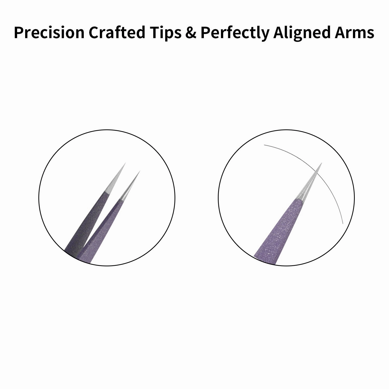 Tweezers for Eyelash Extension - Straight and Curved Pointed Tweezers - Professional Stainless Steel Precision Tweezers set - 2 Pcs - With Pouch In Purple Powder Coating