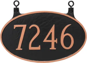 Two Sided Address Sign - Double Sided Hanging House Number Plaque - 26 Color Options-Double Sided Hanging Classic Oval Standard Address Sign Plaque - Powder Coated Aluminum(Holds up to 5 Digits)