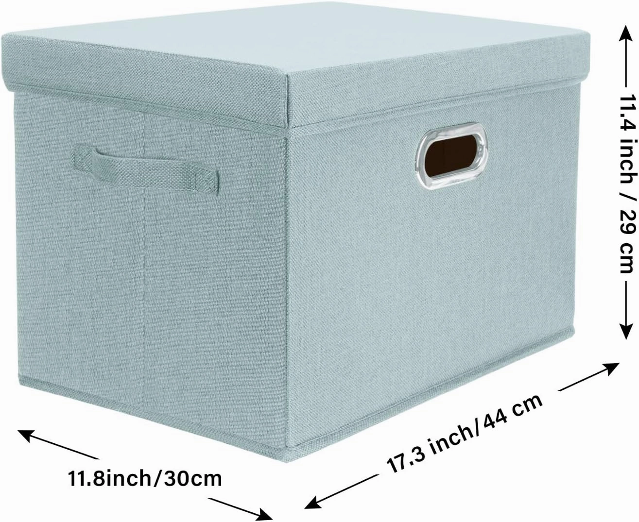 TYEERS Large Storage Bins with Lids, Collapsible, Washable, Fabric Storage Boxes for Organizing, 17.3x11.8x11.4 inches, 3 Pack, Aqua Spring