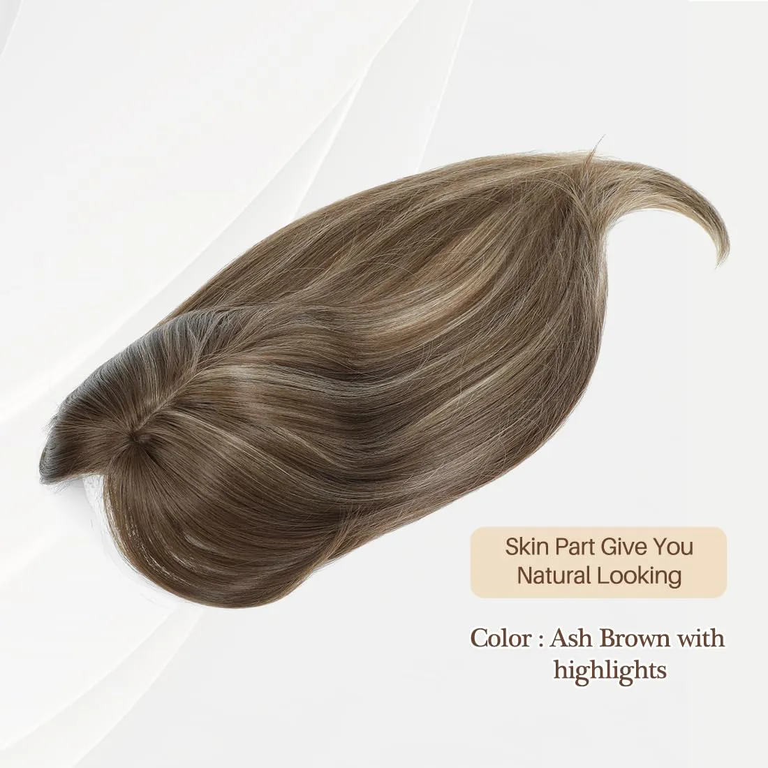 UDU Hair Toppers for Women for Thin Hair Highlights Synthetic Fiber Hair Toppers Hair Pieces for Women Ladies Ash Brown Muti-layer Long Straight Wavy Clip in Wiglets with Fringe bangs