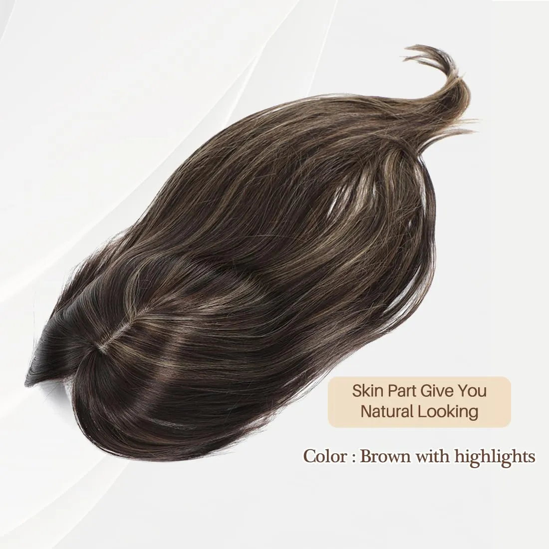 UDU Hair Toppers for Women for Thinning Hair Highlights Synthetic Fiber Hair Toppers Hair Pieces for Women Ladies Ash Brown Muti-layer Long Straight Wavy Clip in Wiglets with Fringe bangs