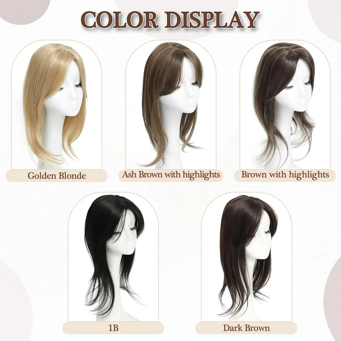 UDU Hair Toppers for Women for Thinning Hair Highlights Synthetic Fiber Hair Toppers Hair Pieces for Women Ladies Ash Brown Muti-layer Long Straight Wavy Clip in Wiglets with Fringe bangs