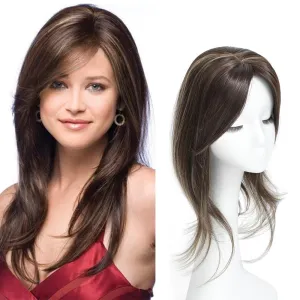 UDU Hair Toppers for Women for Thinning Hair Highlights Synthetic Fiber Hair Toppers Hair Pieces for Women Ladies Ash Brown Muti-layer Long Straight Wavy Clip in Wiglets with Fringe bangs